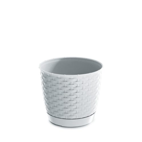 Ratolla Round Műanyag Kaspó Fehér 22 cm Fonott Mintázattal