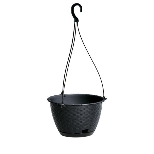 Ratolla Round Függő Virágtartó Antracit 24 cm Rattan Hatású