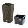 Rato Square ECO Rattan Hatású Kaspó Fehér 20x20x37,6 cm csomag
