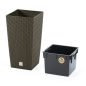 Rato Square ECO Rattan Hatású Kültéri Virágtartó Kávébarna 29x29x55 cm