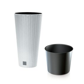 Rato Tubus Rattan Hatású Műanyag Virágcserép Fehér 30 cm