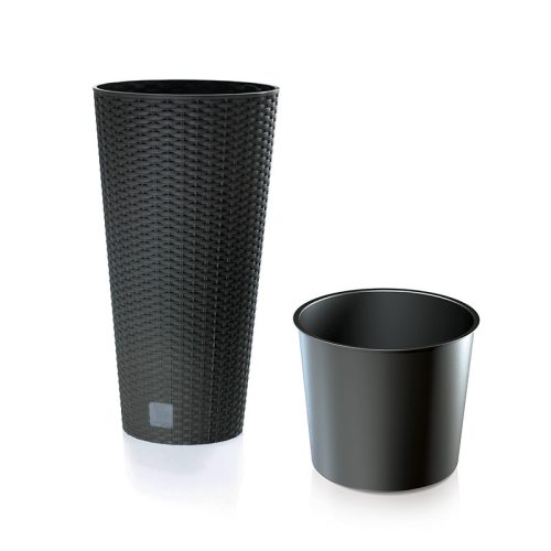 Rato Tubus Rattan Hatású Magas Kaspó Antracit 40 cm