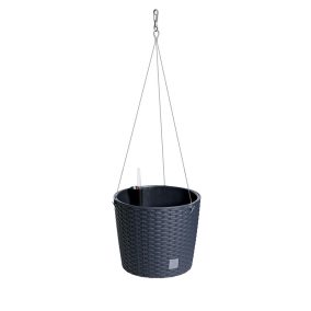 Rato Rattan Hatású Függő Virágtartó Antracit 25,6 cm