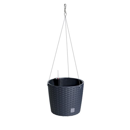 Rato Rattan Hatású Függő Virágtartó Antracit 25,6 cm