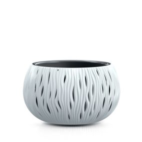 Sandy Bowl Dekoratív Kerámia Virágtartó Fehér 37cm Hullámmintás