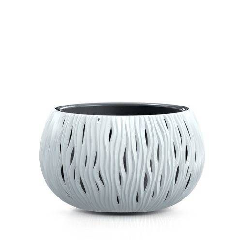 Sandy Bowl Dekoratív Kerámia Virágtartó Fehér 37cm Hullámmintás