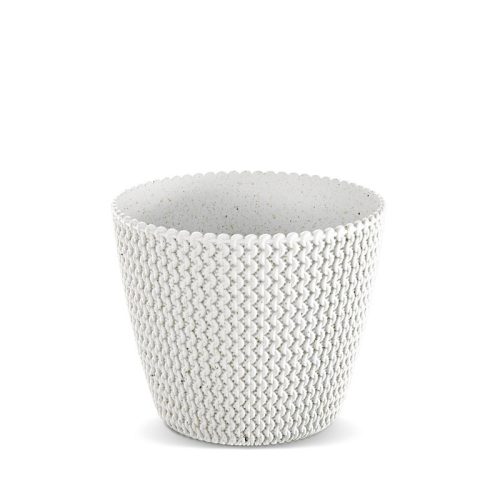 Splofy ECO Wood Kötött Mintás Virágcserép Fehér 13 cm