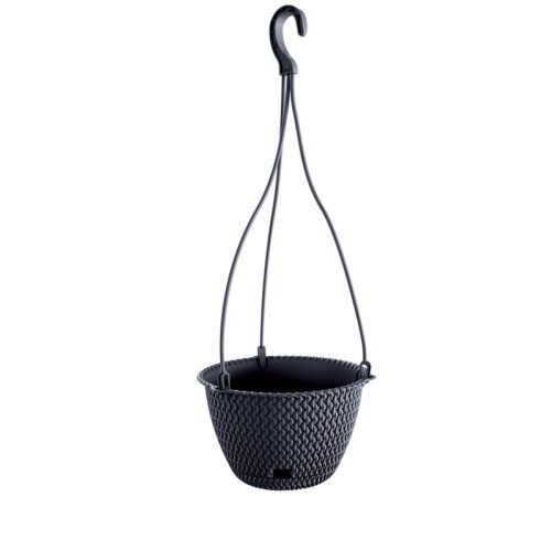 Splofy Round Függő Virágtartó Antracit 27 cm Kötött Mintázattal