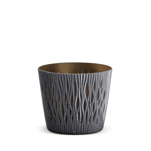 Sandy Round ECO Wood Kör Alakú Virágtartó Antracit 15,8 cm