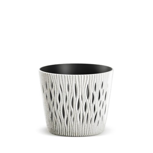 Sandy Round ECO Fa Hatású Virágtartó Fehér 15,8 cm