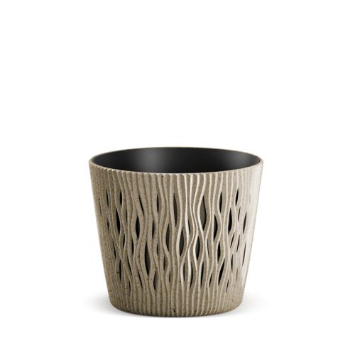 Sandy Round ECO Wood Natúr Mintázatú Virágtartó 26 cm