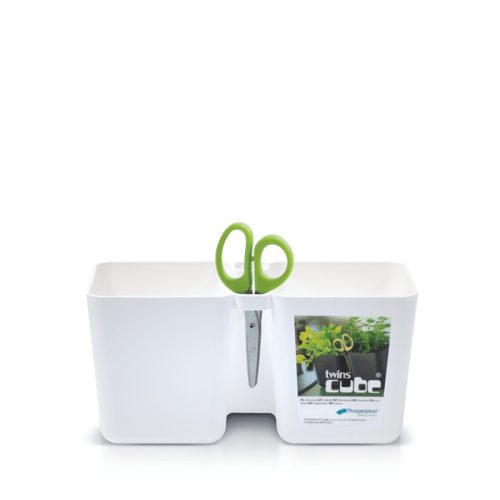 Twins Cube Dupla Fűszernövény Cserép Fehér Ollótartóval
