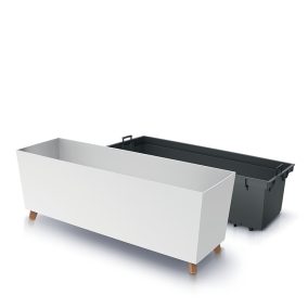 Urbi Case N Hosszú Virágláda Fehér 77 cm Fa Lábakkal