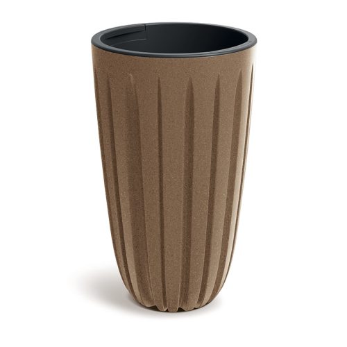 Wario ECO Wood Magas Kaspó Bordázott Natúr-Eco 29 cm