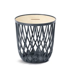 Uniqubo Rácsos Tárolóasztal Antracit Fa Tetővel