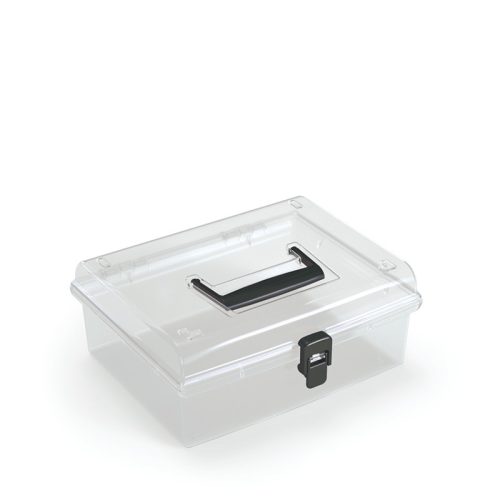 Prosperplast NUF Átlátszó Tárolódoboz Fekete Fogantyúval