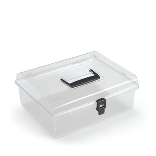 Prosperplast NUF Átlátszó Műanyag Tároló Doboz Fekete Fogantyúval
