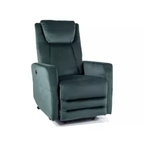 Adonis Elektromos Bársony Relax Fotel Zöld USB-töltővel