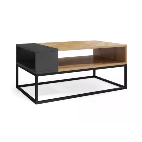   Afra Artisan Laminált Dohányzóasztal Tölgy-Antracit Fém Vázzal