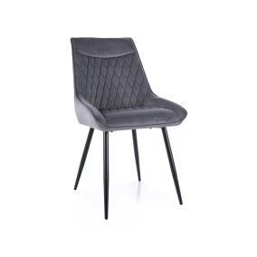   Agat Velvet Steppelt Bársony Étkezőszék Szürke Fekete Fémlábakkal
