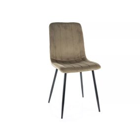   Alan Bluvel Bársony Étkezőszék Olívazöld Fekete Vázzal