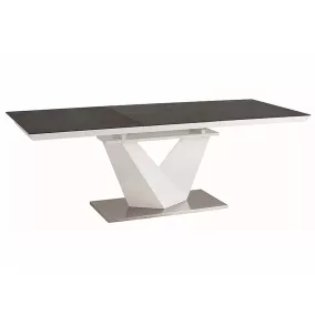   Alaras II Modern Bővíthető Étkezőasztal Kőhatású Fekete-Fehér