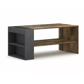   Almond Modern Laminált Dohányzóasztal Ófa-Szürke Tárolórekesszel