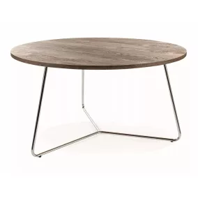 Alta Kerek Diófa Dohányzóasztal Króm Vázzal