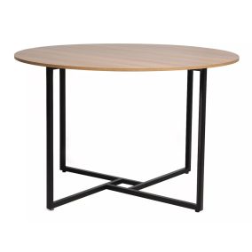 Alto Kerek Tölgy Étkezőasztal Fekete Fém Vázzal