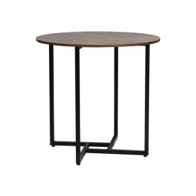  Alto II Kerek Laminált Étkezőasztal Rusztikus Barna Asztallappal és Fekete Fémvázzal