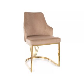 Alure Velvet Bézs Bársony Étkezőszék Arany Vázzal