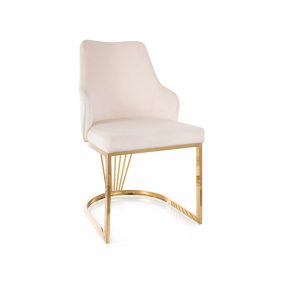   Alure Velvet Bársony Étkezőszék Világos Bézs Arany Vázzal