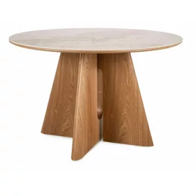   Alzano Ceramic kerek étkezőasztal MDF kerámia fehér fényezett tölgy