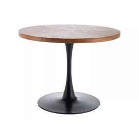 Amadeo Kerek Étkezőasztal Dió MDF Fekete Talpas