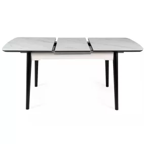   Apollo Bővíthető Kerámia Étkezőasztal Fehér Matt Fekete Lábakkal