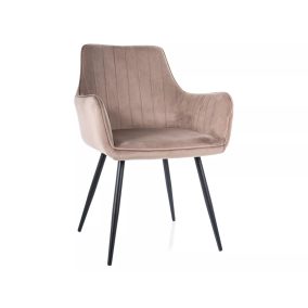   Apple Velvet Bársony Étkezőszék Sötét Bézs Fekete Vázzal