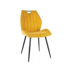   Arco Brego Modern Étkezőszék Curry Szövet Fekete Fém Vázzal