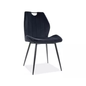   Arco Velvet Elegáns Bársony Étkezőszék Fekete Matt Vázzal
