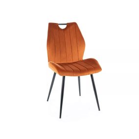   Arco Velvet Fahéjbarna Bársony Étkezőszék Fekete Fém Lábakkal