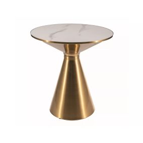 Aries Luxus Kerámia Dohányzóasztal Márvány-Arany Kúpos