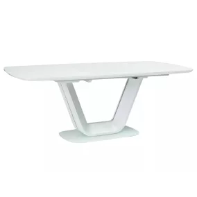   Armani Luxus Kihúzható Üveglapos Matt Fehér Étkezőasztal