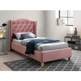   Aspen Velvet Elegáns Bársony Egyszemélyes Ágy Antik Rózsaszín