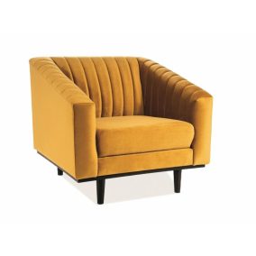 Asprey Elegance Bársony Fotel Curry Bordázott