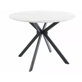   Aster Kerek Étkezőasztal Márvány MDF Fehér-Fekete Modern