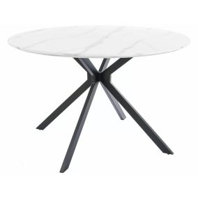   Aster Kerek Étkezőasztal Márvány Hatású MDF Fehér-Fekete Modern