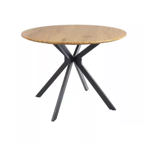 Aster Modern Kerek Tölgy Étkezőasztal Fekete Pókláb Vázzal