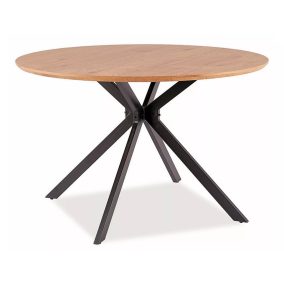 Aster Modern Kerek Tölgy Étkezőasztal Fekete Pókláb Vázzal