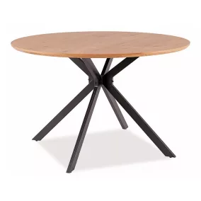 Aster Modern Kerek Tölgy Étkezőasztal Fekete Pókláb Vázzal