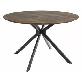   Aster Vintage Kerek Étkezőasztal Dió MDF Fekete Csillag Lábakkal