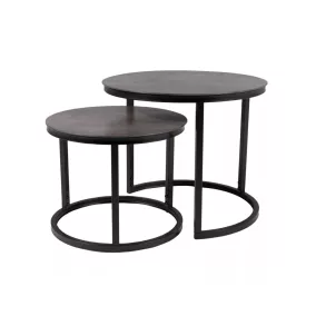   Atlanta II Márvány Hatású Kerek Üveg Dohányzóasztal Szett Szürke